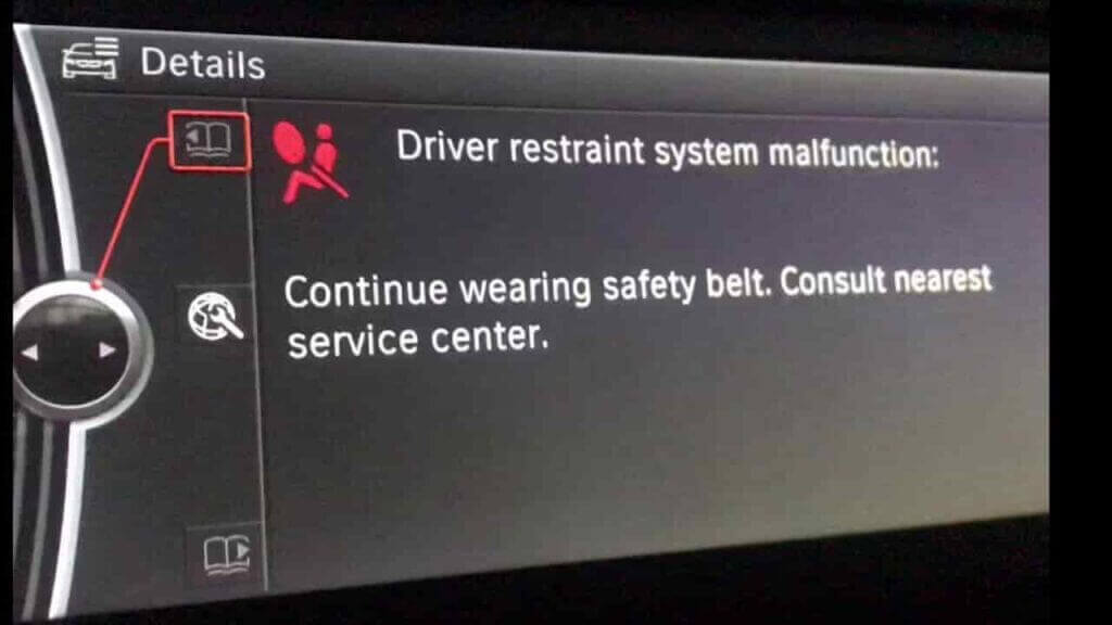 bmw passenger restraint system malfunction